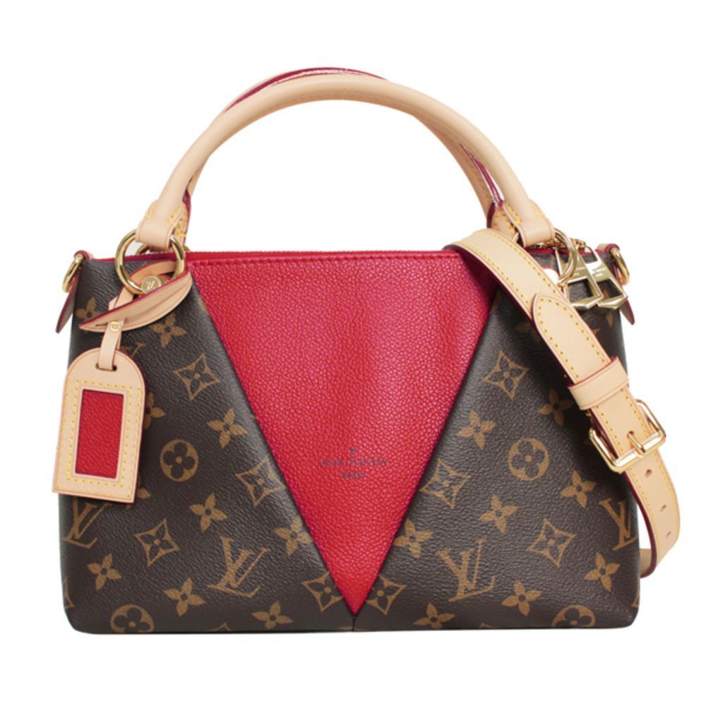 Louis Vuitton V Tote BB Monogram Leather Shoulder Bag Red